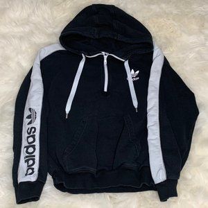 Black Logo Adidas Quarter Zip Hoodie